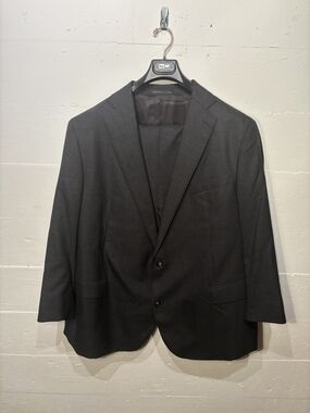 Atelier Munro Harry Rosen Custom 2pc Suit Super 130s Wool 48W Charcoal